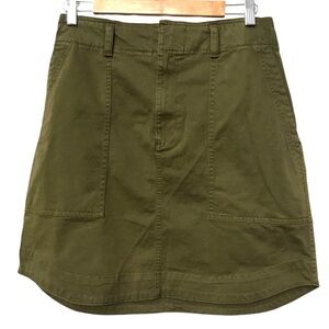 GAP Army Green Olive Drab Chino Mini skirt Curved Hem size 8